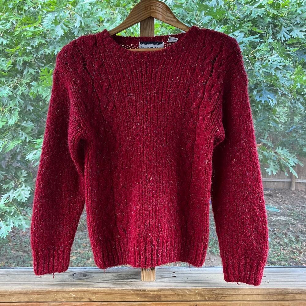 Bramble Lane Women's Vintage Red Chunky Knit Sweater Size M